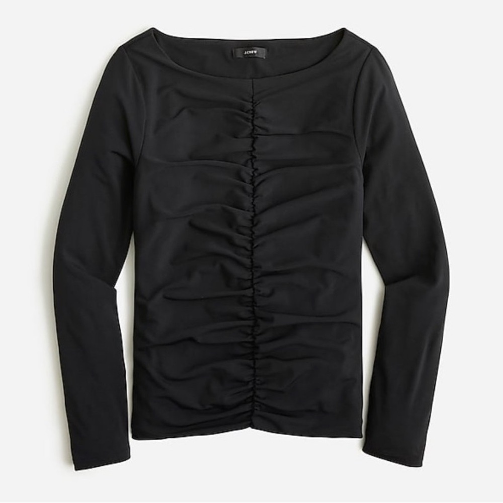 JCrew Black Ruched Matte Black Top size S